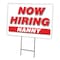 Signmission Now Hiring Nanny Yard Sign & Stake outdoor plastic coroplast window, C-1824-DS-NANNY C-1824-DS-NANNY - alternate 1